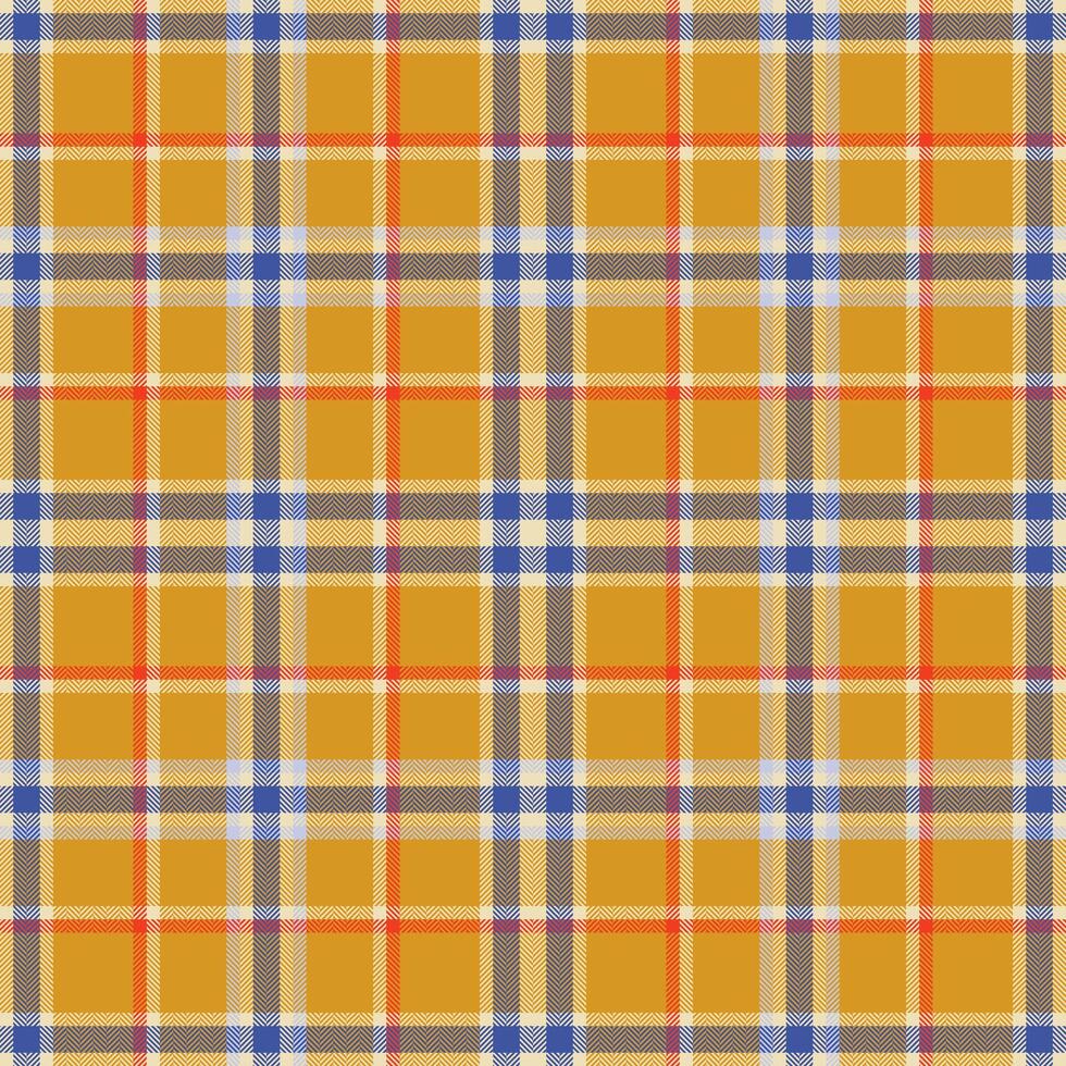 Plaid seamless pattern in orange. Check fabric texture. Vector textile print.