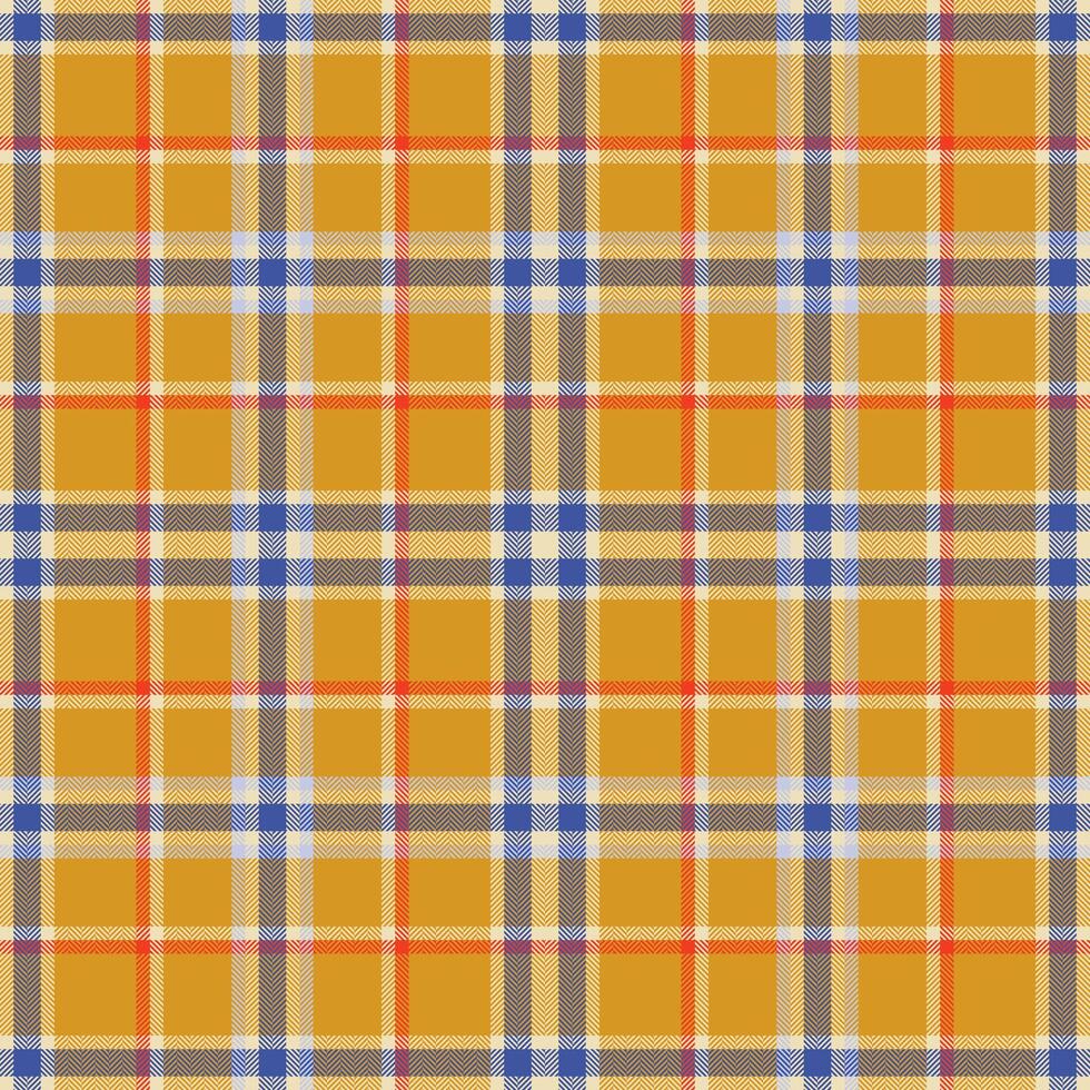 Plaid seamless pattern in orange. Check fabric texture. Vector textile print.