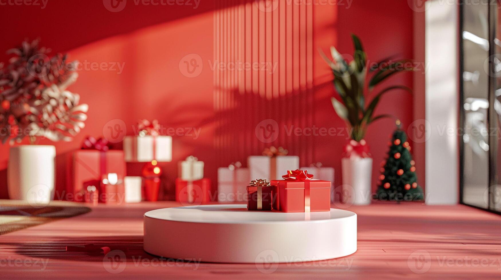 AI generated Abstract Pastel Podium 3D Gradient Studio Room with Cosmetic Beauty Products and Window Shadows photo