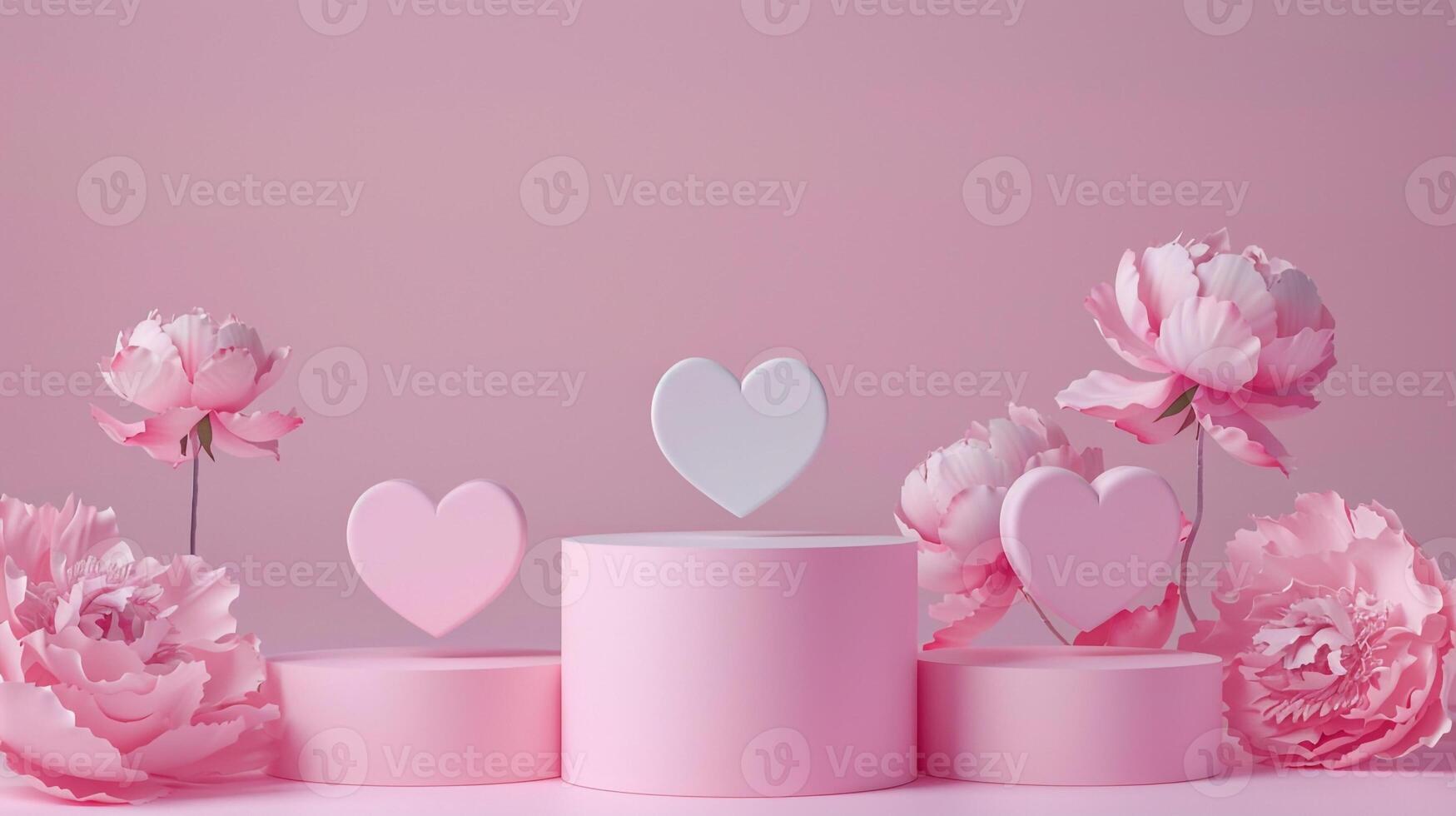 AI generated Abstract Pastel Podium 3D Gradient Studio Room with Cosmetic Beauty Products and Window Shadows photo