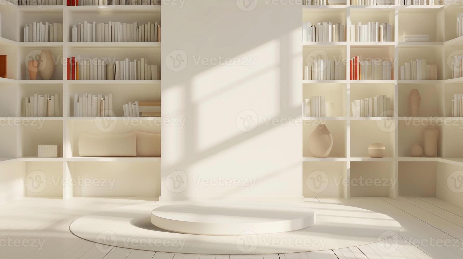 AI generated Abstract Pastel Podium 3D Gradient Studio Room with Cosmetic Beauty Products and Window Shadows photo