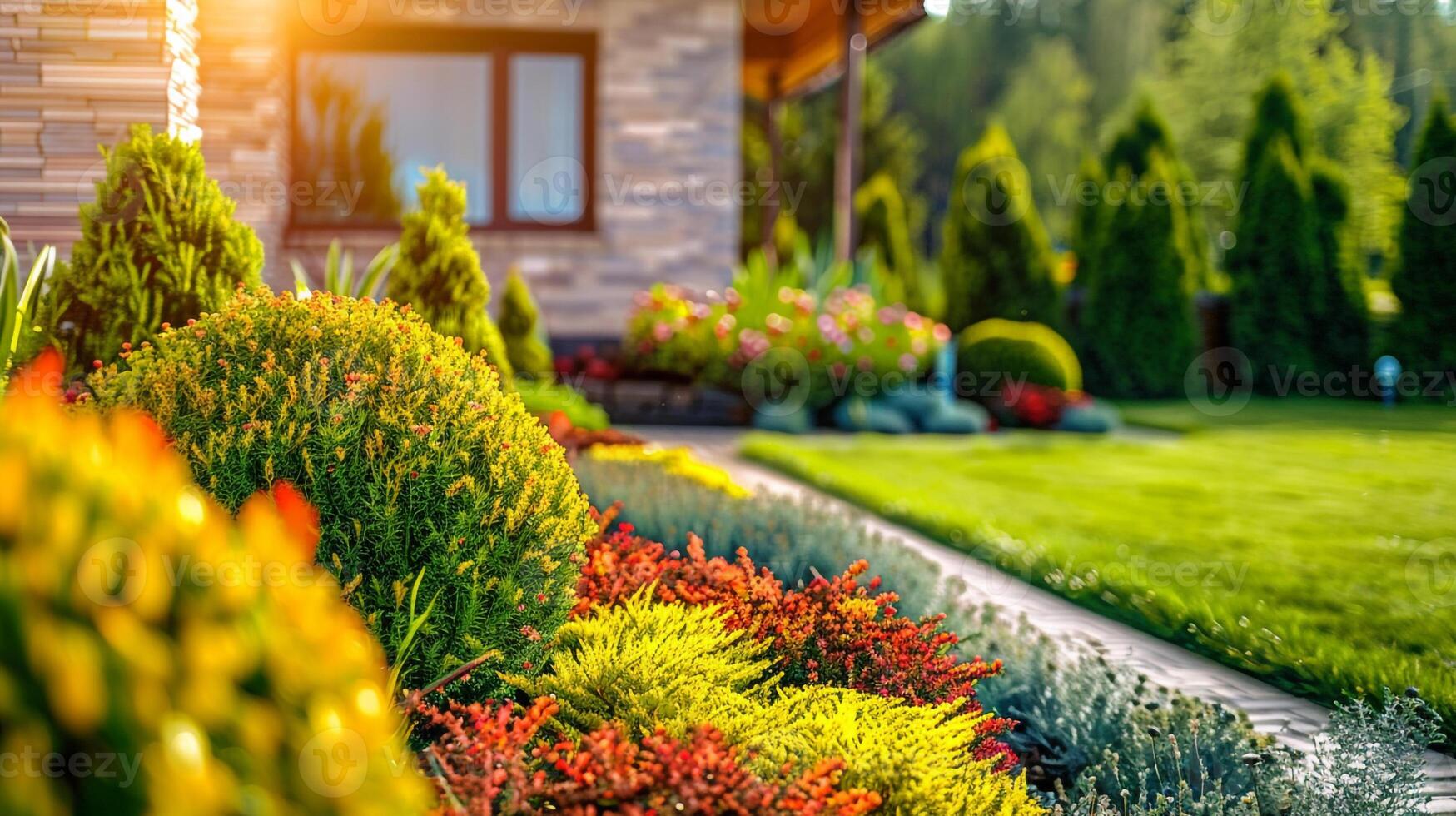 ai generado el jardín es un hermosa ajuste para el verano. foto