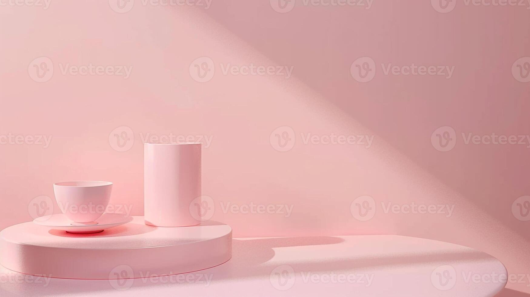 AI generated Abstract Pastel Podium 3D Gradient Studio Room with Cosmetic Beauty Products and Window Shadows photo
