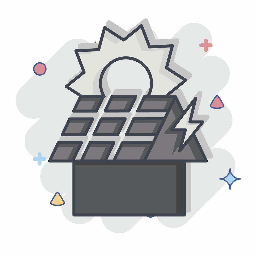 Icon Rooftop PV. related to Solar Panel symbol. comic style. simple design illustration. vector