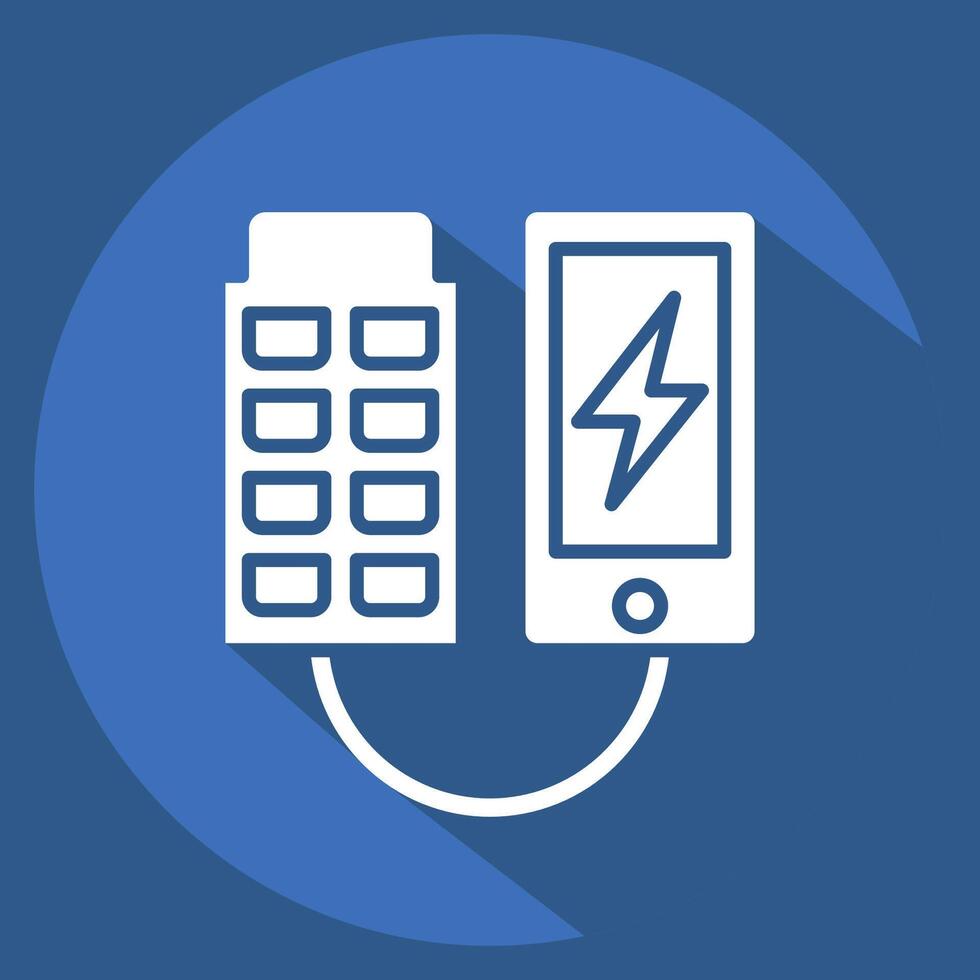 Icon Portable Solar Charger. related to Solar Panel symbol. long shadow style. simple design illustration. vector