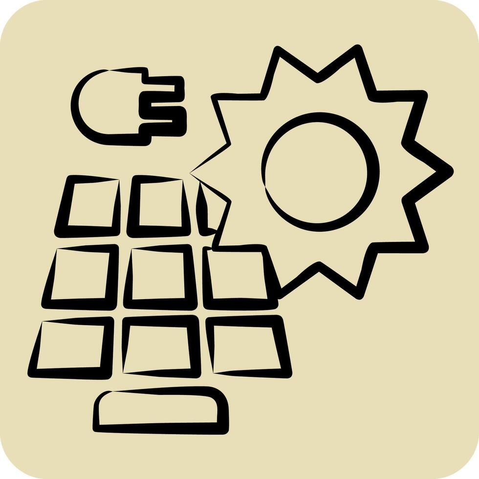 Icon Solar Power. related to Solar Panel symbol. hand drawn style. simple design illustration. vector
