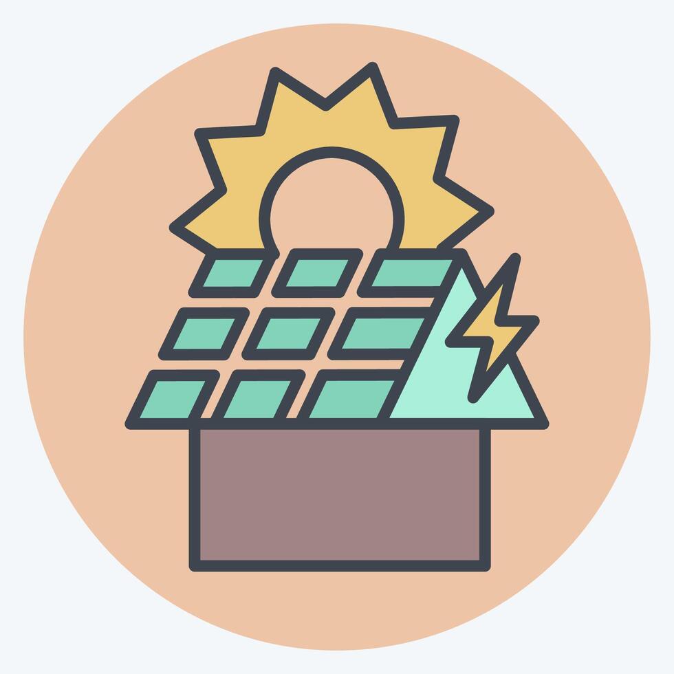 Icon Rooftop PV. related to Solar Panel symbol. color mate style. simple design illustration. vector