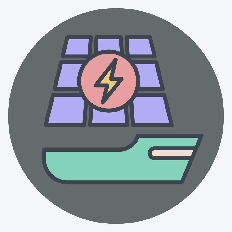 Icon Solar Boat. related to Solar Panel symbol. color mate style. simple design illustration. vector