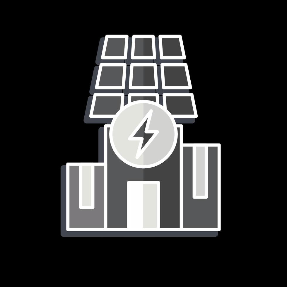Icon Solar Powered Building. related to Solar Panel symbol. glossy style. simple design illustration. vector