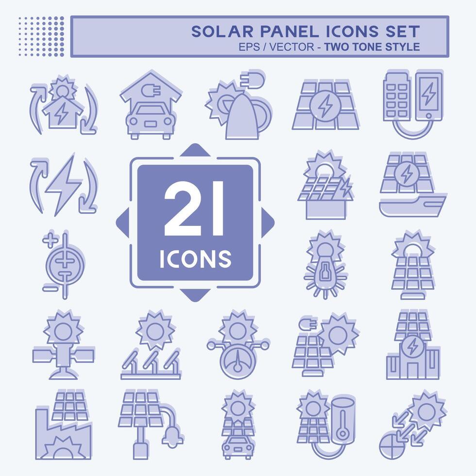 Icon Set Solar Panel. related to Ecology symbol. two tone style. simple design illustration. vector