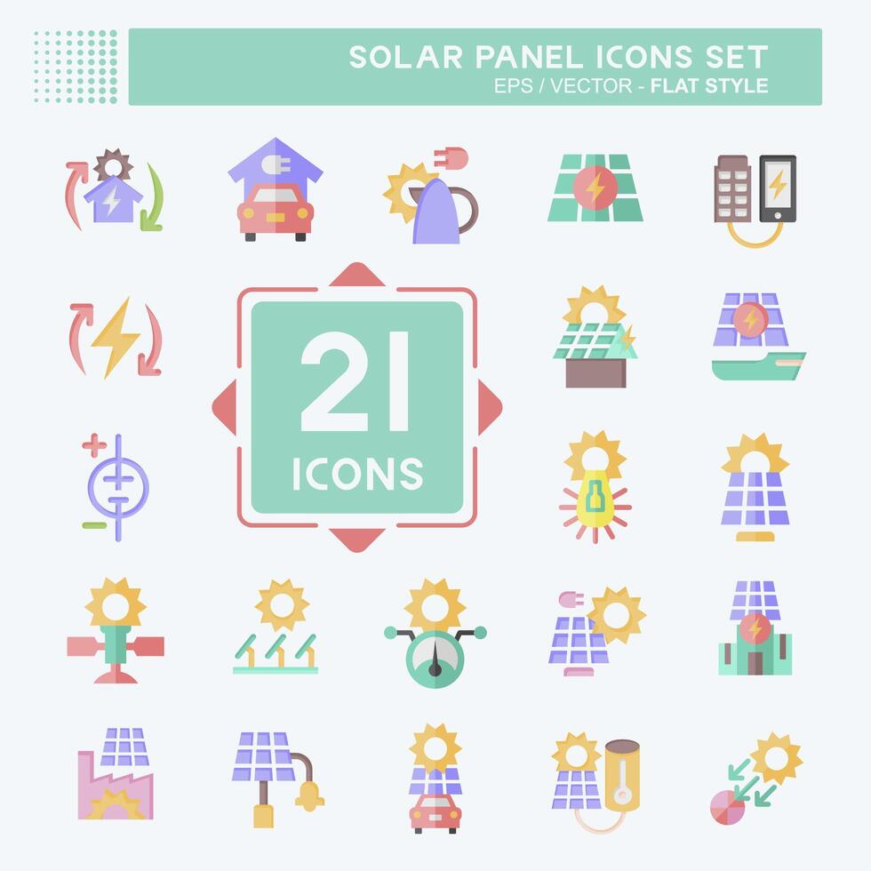 Icon Set Solar Panel. related to Ecology symbol. flat style. simple design illustration. vector