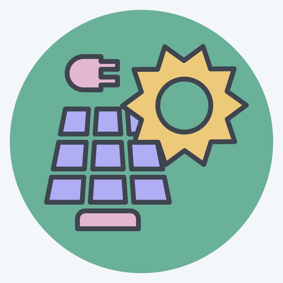 Icon Solar Power. related to Solar Panel symbol. color mate style. simple design illustration. vector