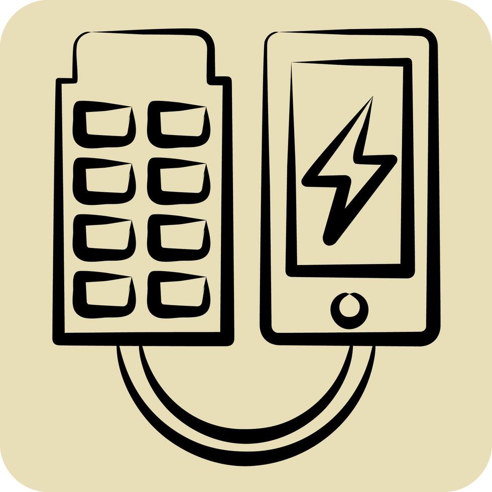 Icon Portable Solar Charger. related to Solar Panel symbol. hand drawn style. simple design illustration. vector