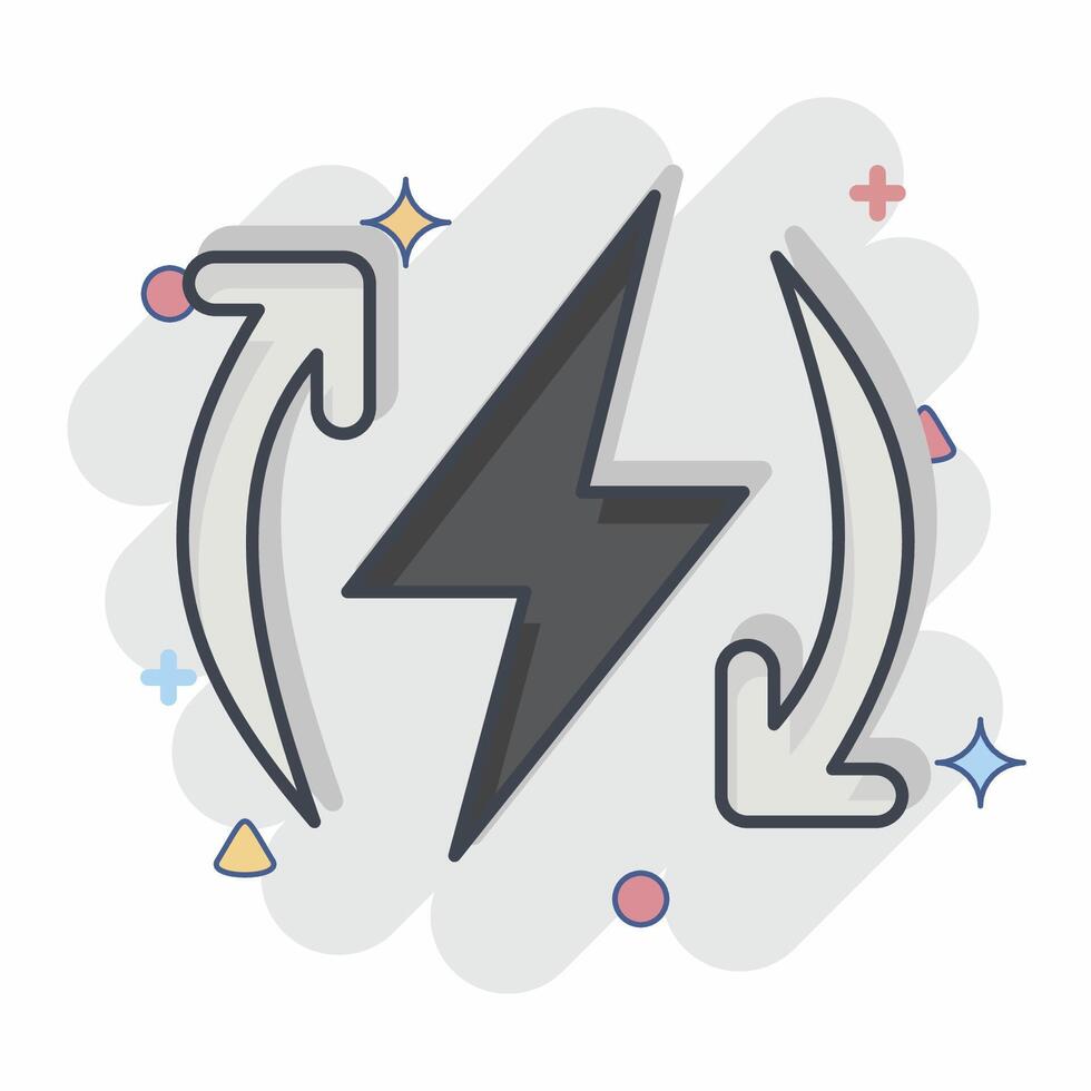 Icon Renewable Energy. related to Solar Panel symbol. comic style. simple design illustration. vector