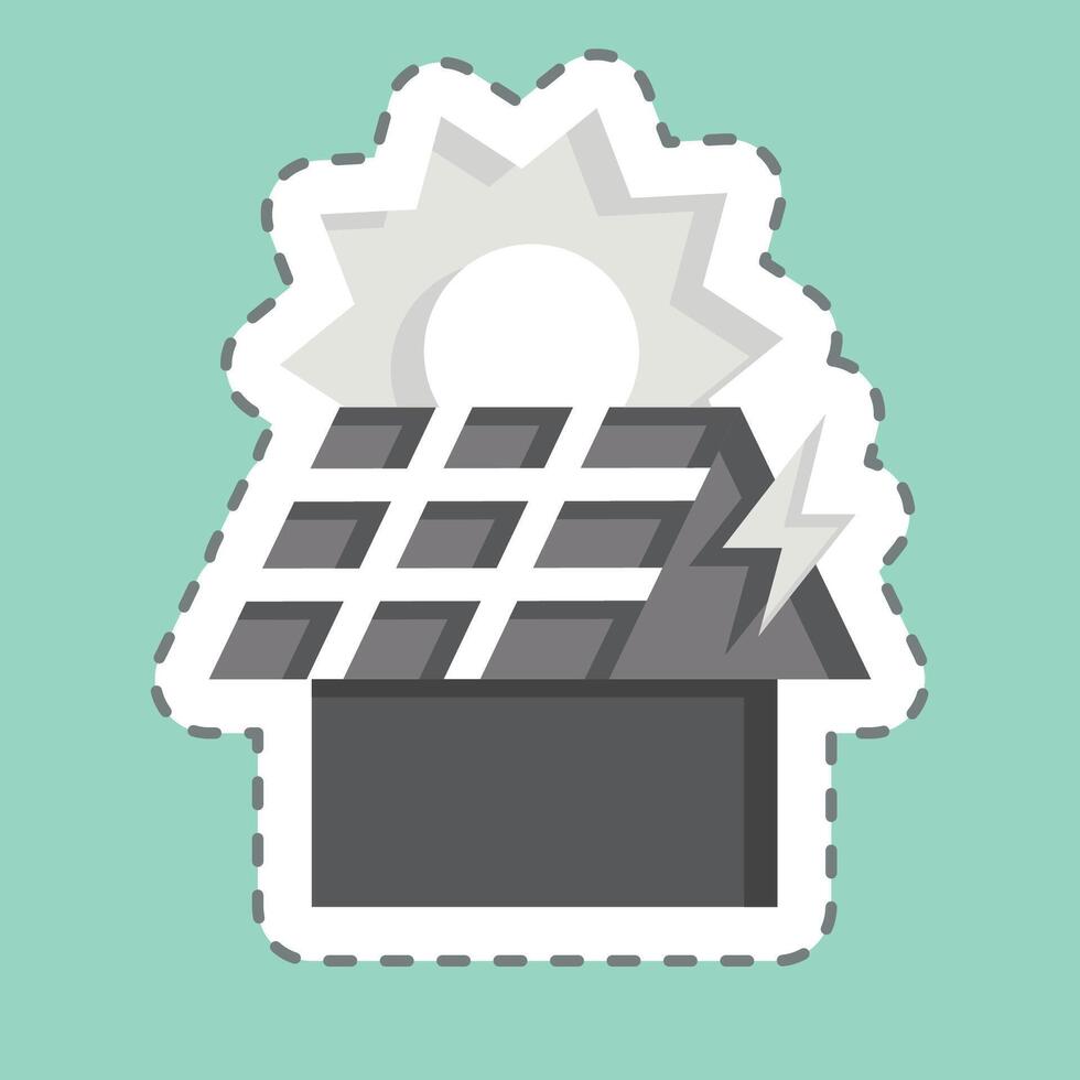 Sticker line cut Rooftop PV. related to Solar Panel symbol. simple design illustration. vector