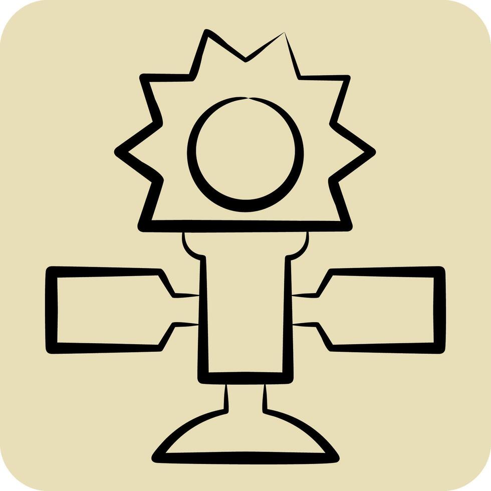 Icon Solar Panels on Spacecraft. related to Solar Panel symbol. hand drawn style. simple design illustration. vector