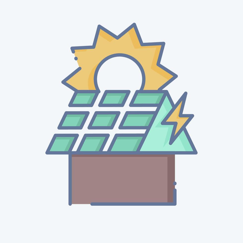 Icon Rooftop PV. related to Solar Panel symbol. doodle style. simple design illustration. vector