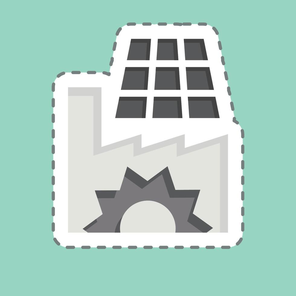 Sticker line cut Solar Powered Factory. related to Solar Panel symbol. simple design illustration. vector