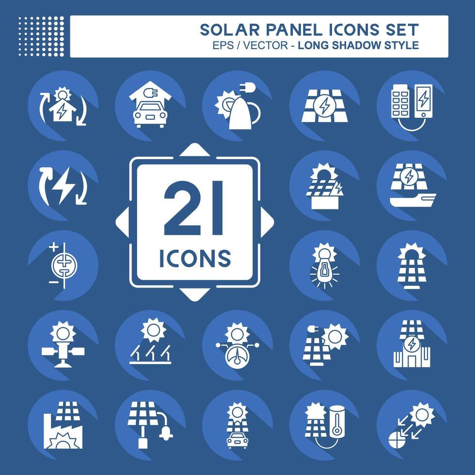 icono conjunto solar panel. relacionado a ecología símbolo. largo sombra estilo. sencillo diseño ilustración. vector