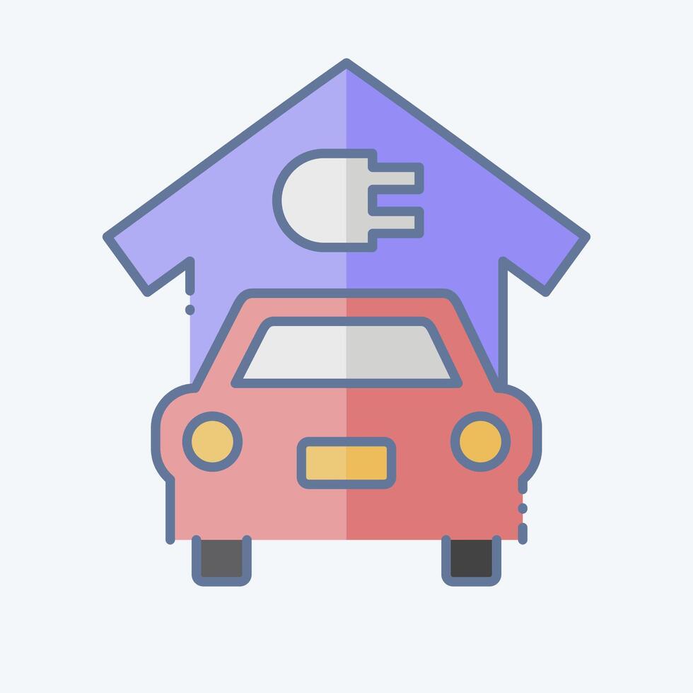 Icon EV Solar Panel Charging. related to Solar Panel symbol. doodle style. simple design illustration. vector