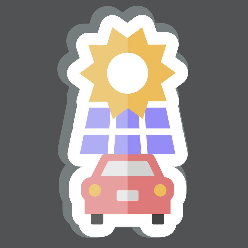 Sticker Solar Vehicle. related to Solar Panel symbol. simple design illustration. vector