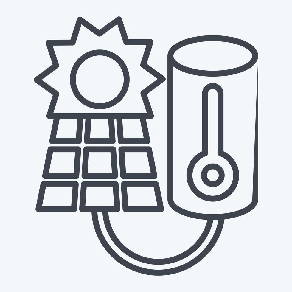 Icon Solar Water Heating. related to Solar Panel symbol. line style. simple design illustration. vector