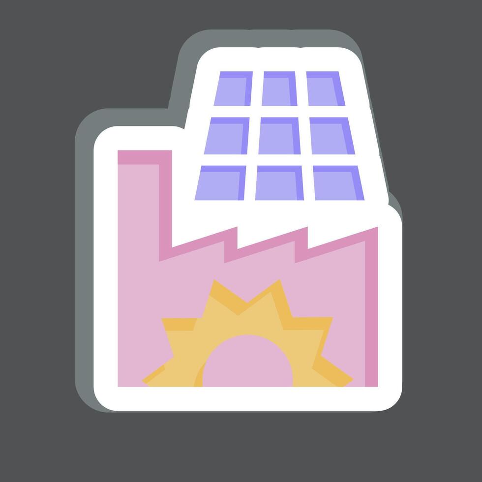 Sticker Solar Powered Factory. related to Solar Panel symbol. simple design illustration. vector