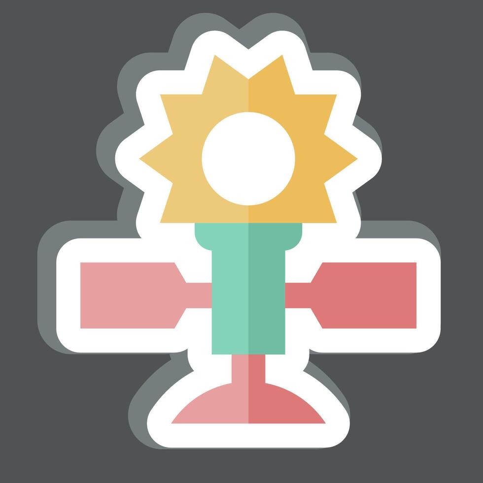 Sticker Solar Panels on Spacecraft. related to Solar Panel symbol. simple design illustration. vector
