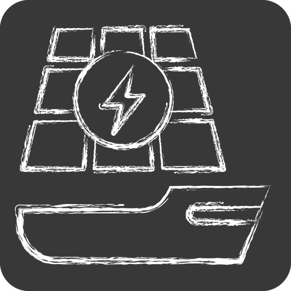 Icon Solar Boat. related to Solar Panel symbol. chalk Style. simple design illustration. vector