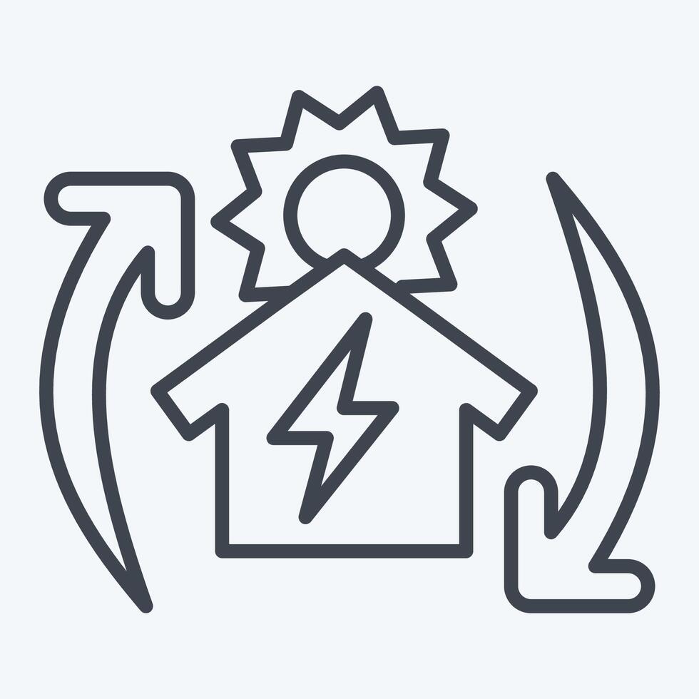 Icon Off the Grid. related to Solar Panel symbol. line style. simple design illustration. vector