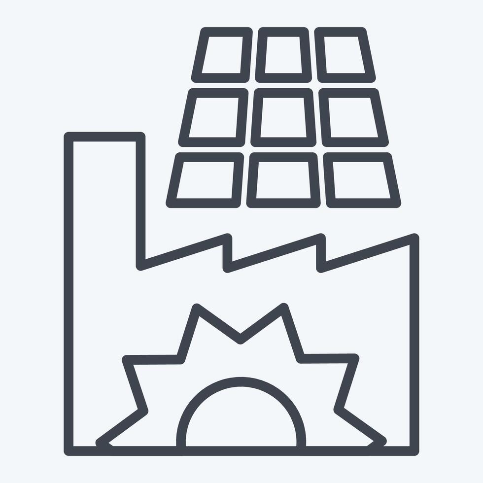 Icon Solar Powered Factory. related to Solar Panel symbol. line style. simple design illustration. vector