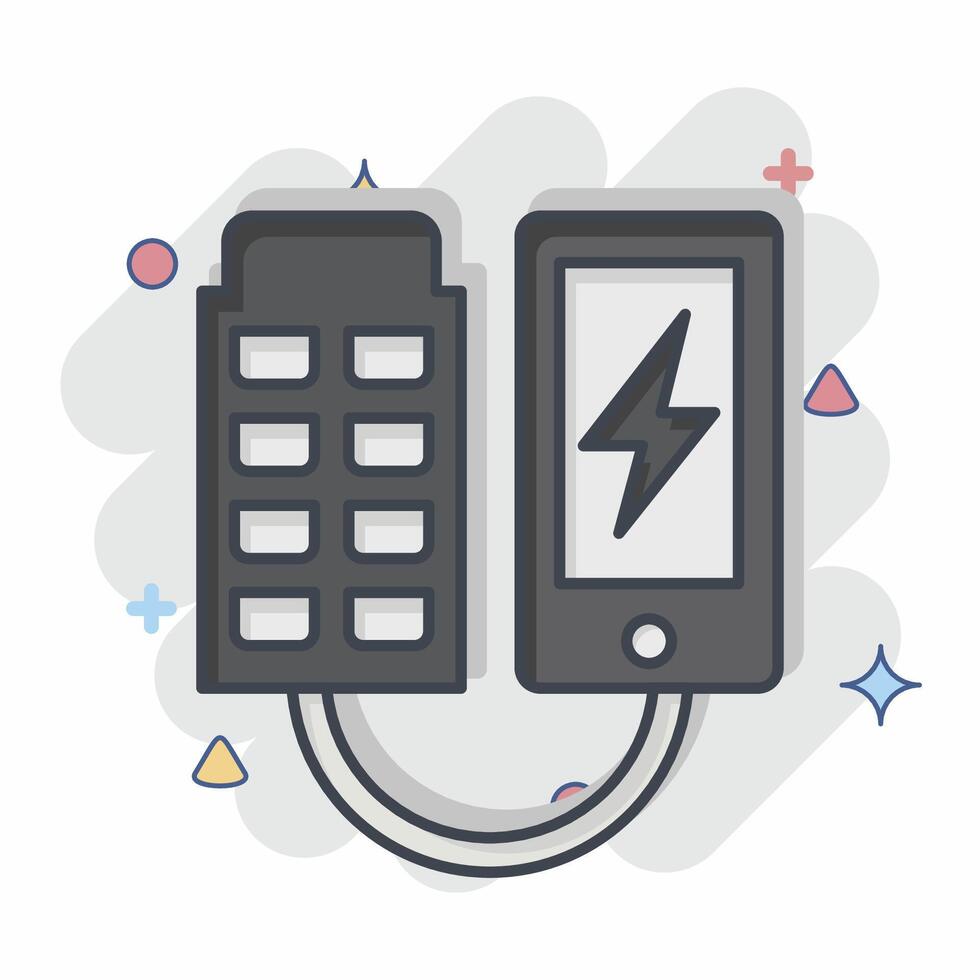 Icon Portable Solar Charger. related to Solar Panel symbol. comic style. simple design illustration. vector