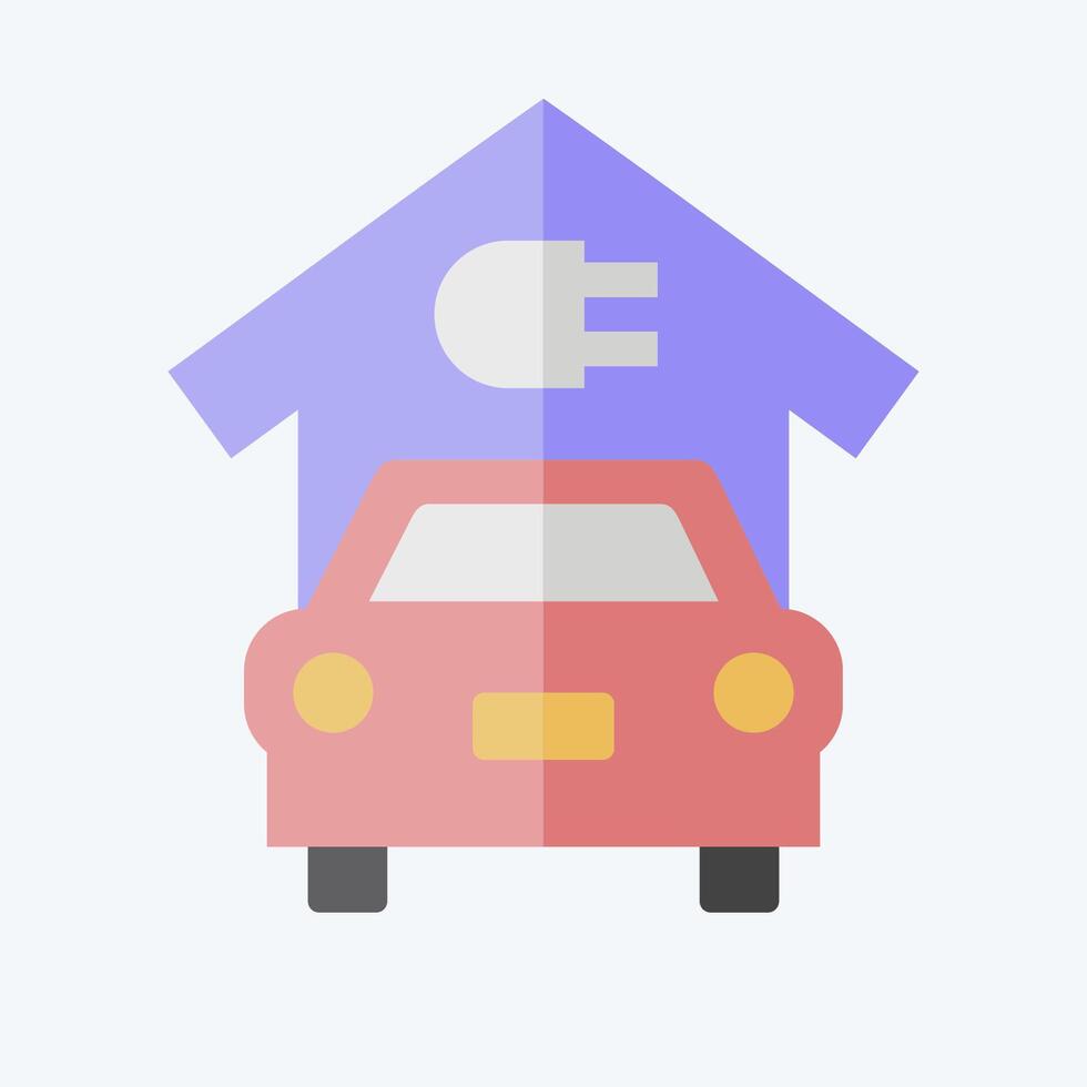 Icon EV Solar Panel Charging. related to Solar Panel symbol. flat style. simple design illustration. vector