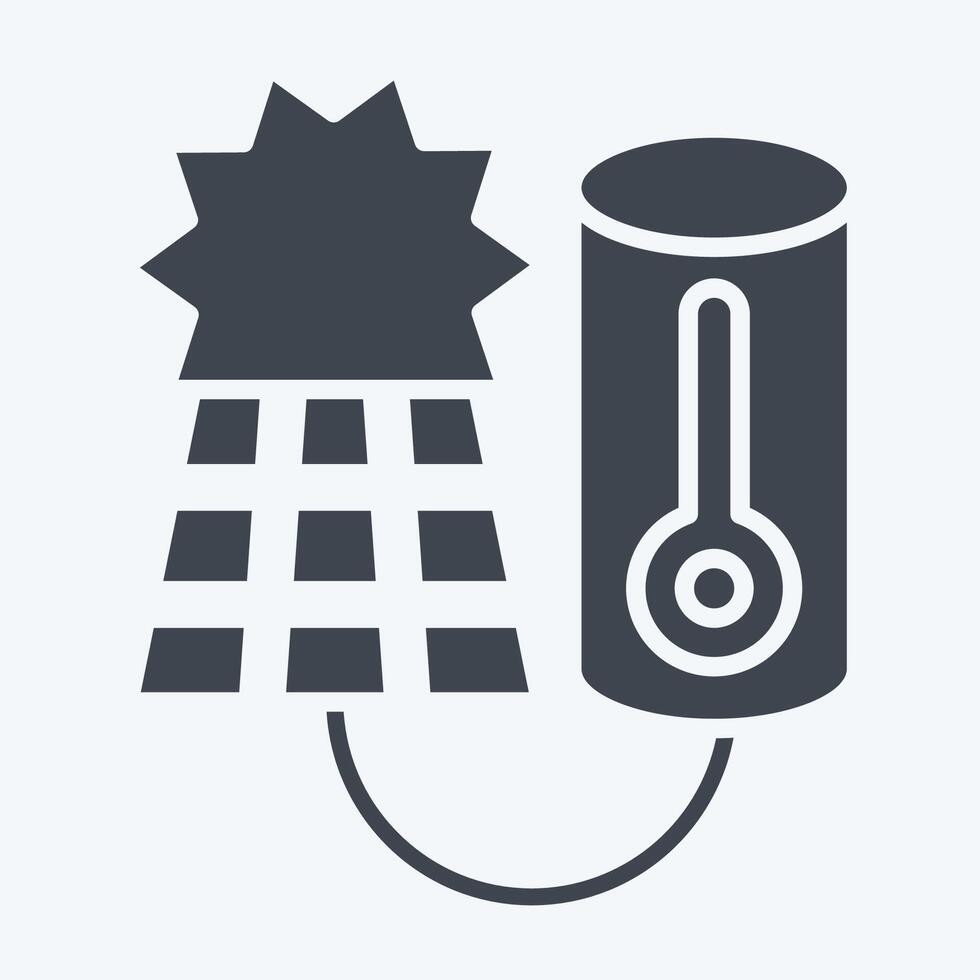 Icon Solar Water Heating. related to Solar Panel symbol. glyph style. simple design illustration. vector