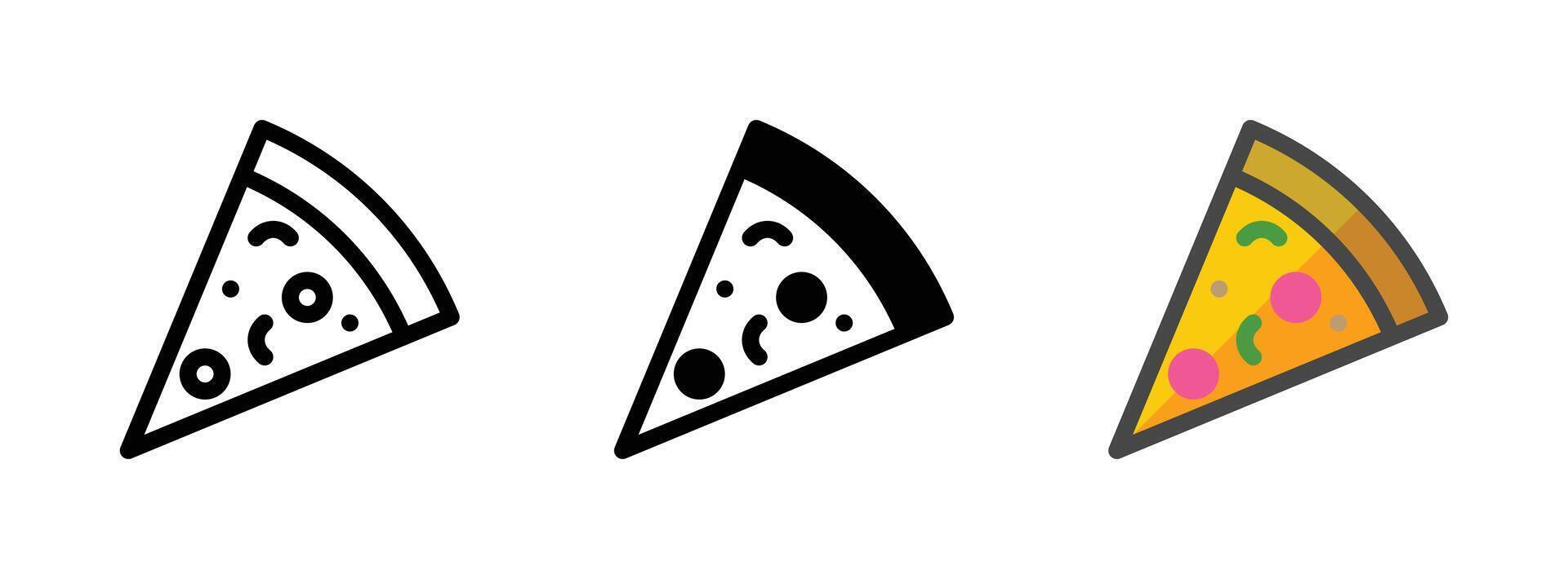 Multipurpose Pizza Slice Vector Icon in Outline, Glyph, Filled Outline Style