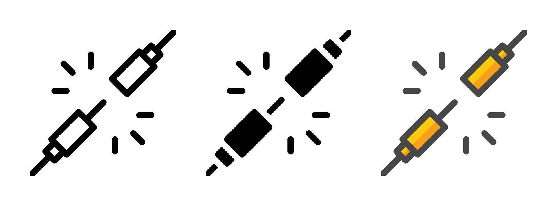 Multipurpose Unplugged Jack Vector Icon in Outline, Glyph, Filled Outline Style