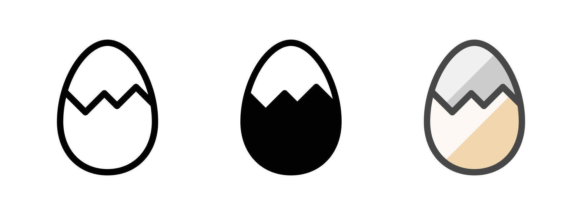 Multipurpose Boiled Egg Vector Icon in Outline, Glyph, Filled Outline Style