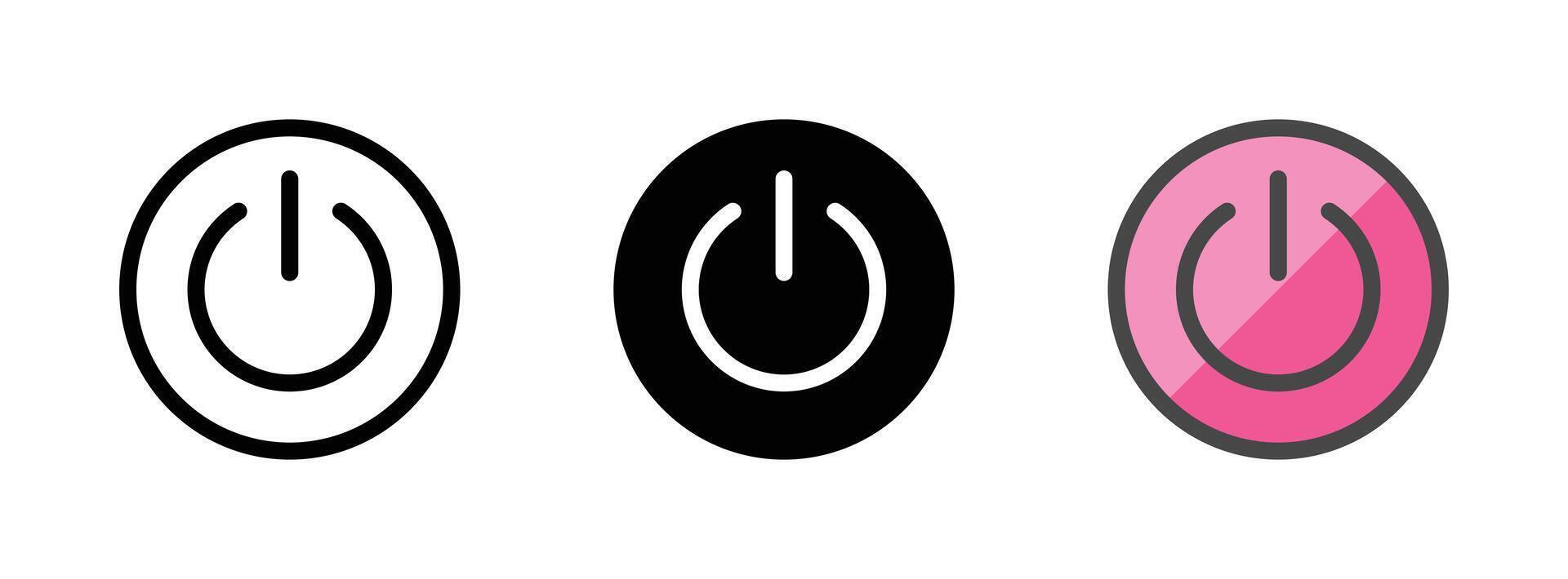 Multipurpose Power Button Vector Icon in Outline, Glyph, Filled Outline Style