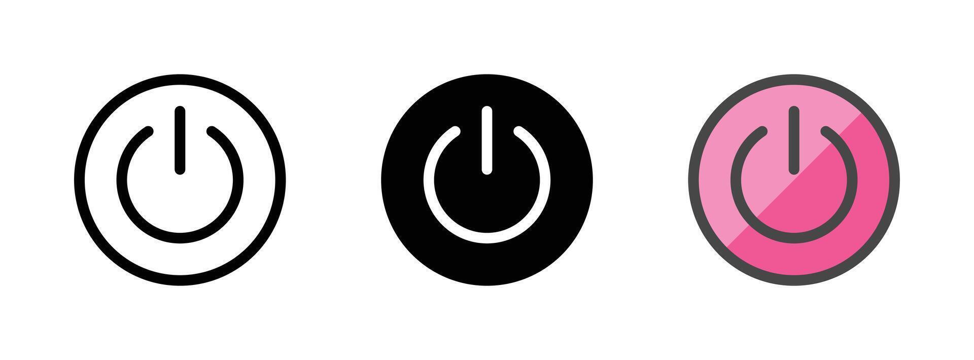 Multipurpose Power Button Vector Icon in Outline, Glyph, Filled Outline Style