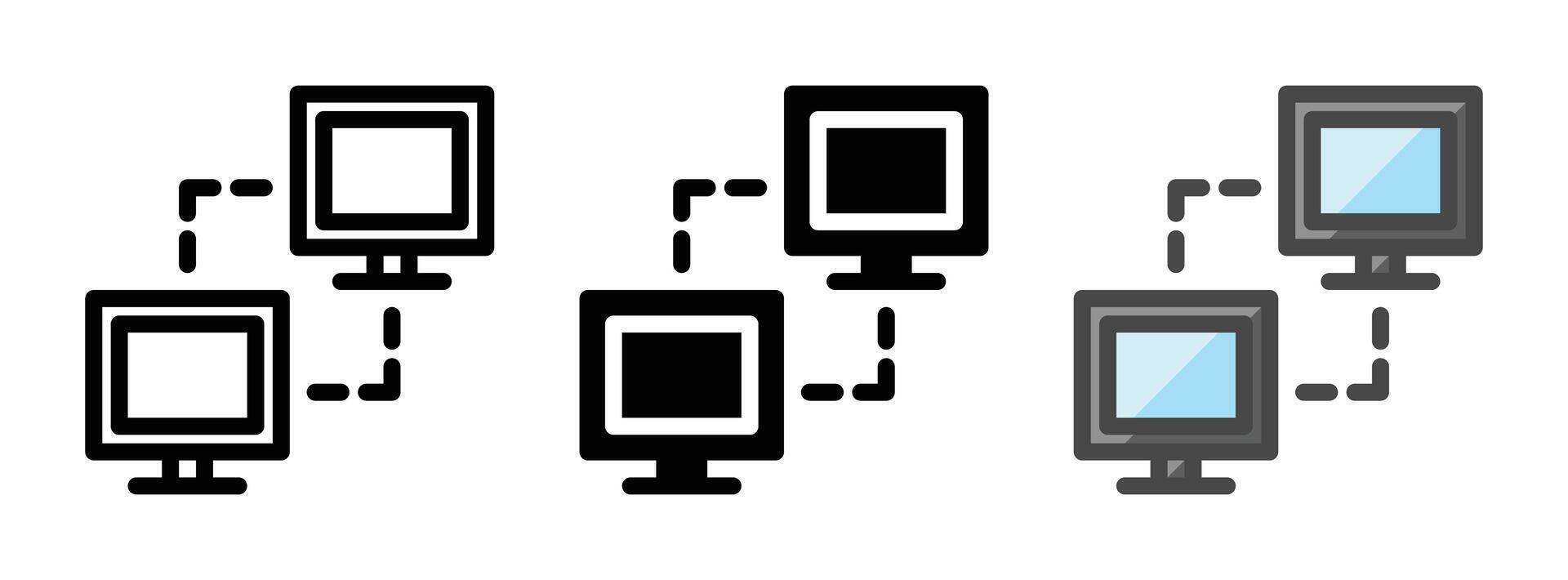 Multipurpose Network Vector Icon in Outline, Glyph, Filled Outline Style