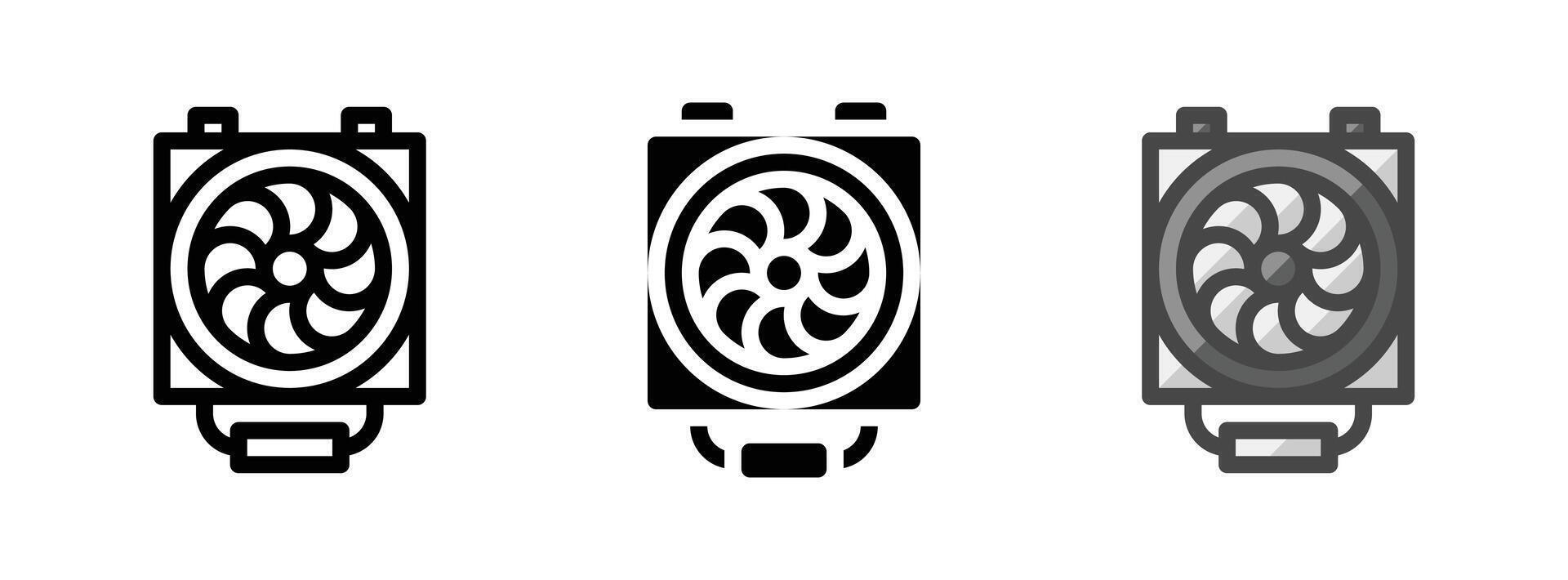 Multipurpose CPU Cooler Vector Icon in Outline, Glyph, Filled Outline Style