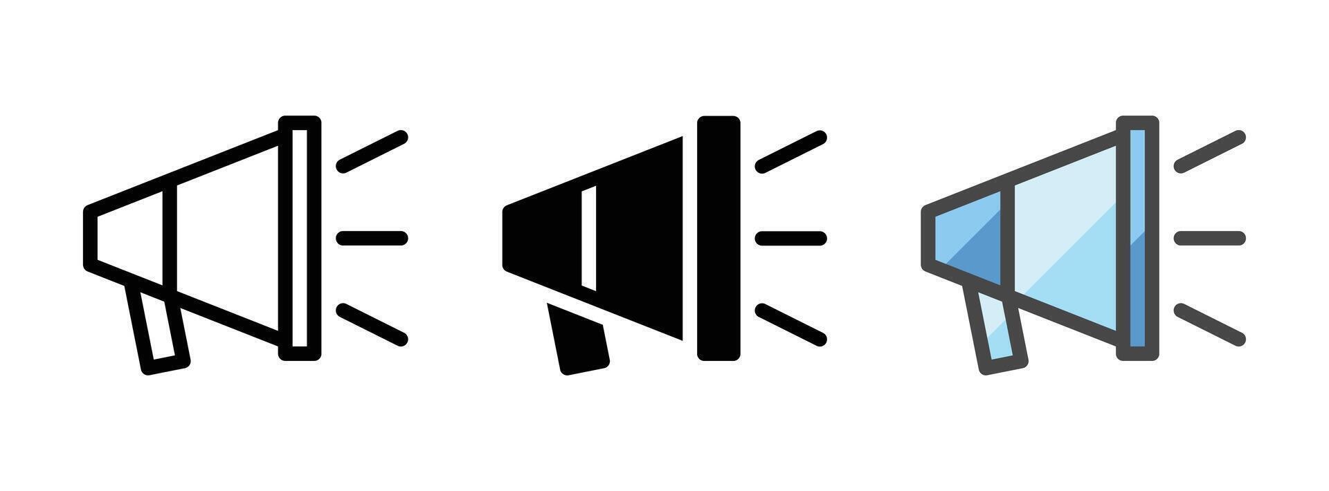 Multipurpose Megaphone Vector Icon in Outline, Glyph, Filled Outline Style