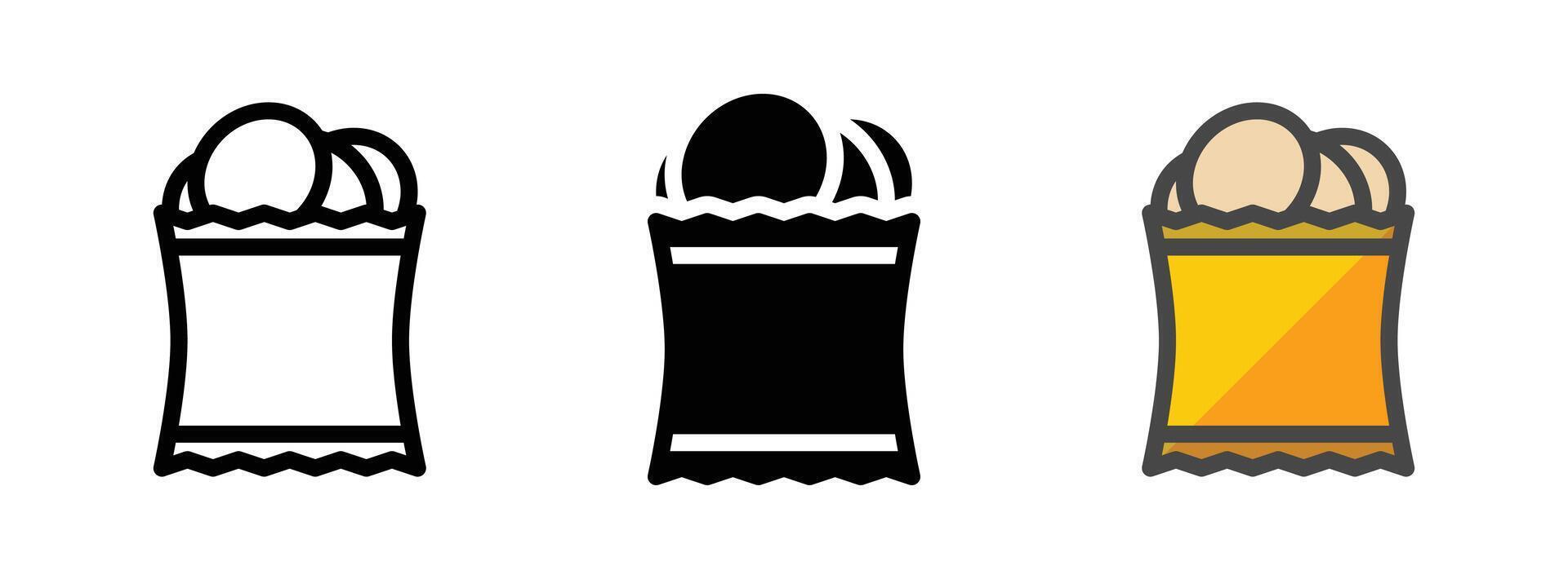 Multipurpose Potato Chips Vector Icon in Outline, Glyph, Filled Outline Style