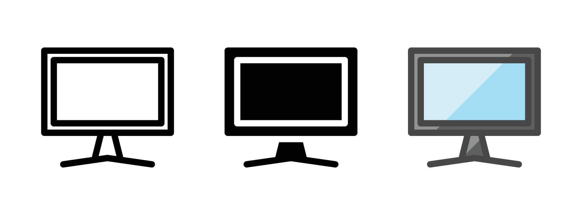 Multipurpose Monitor Vector Icon in Outline, Glyph, Filled Outline Style