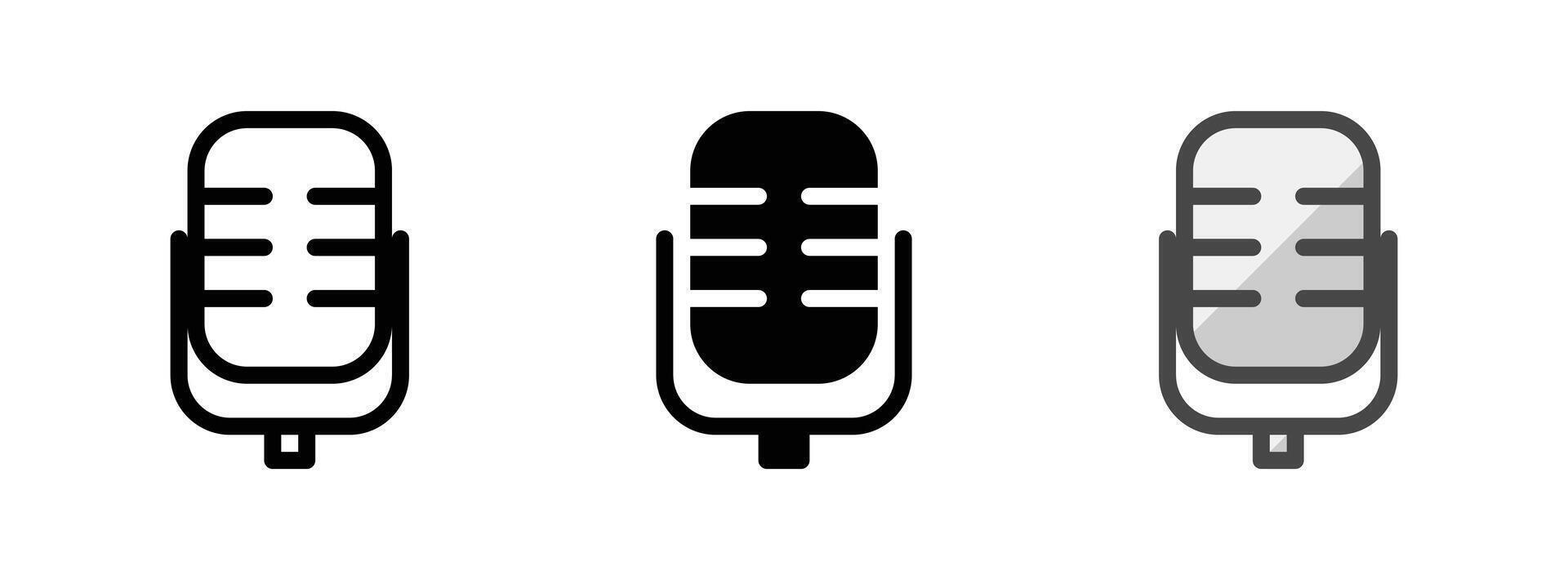 Multipurpose Microphone Vector Icon in Outline, Glyph, Filled Outline Style