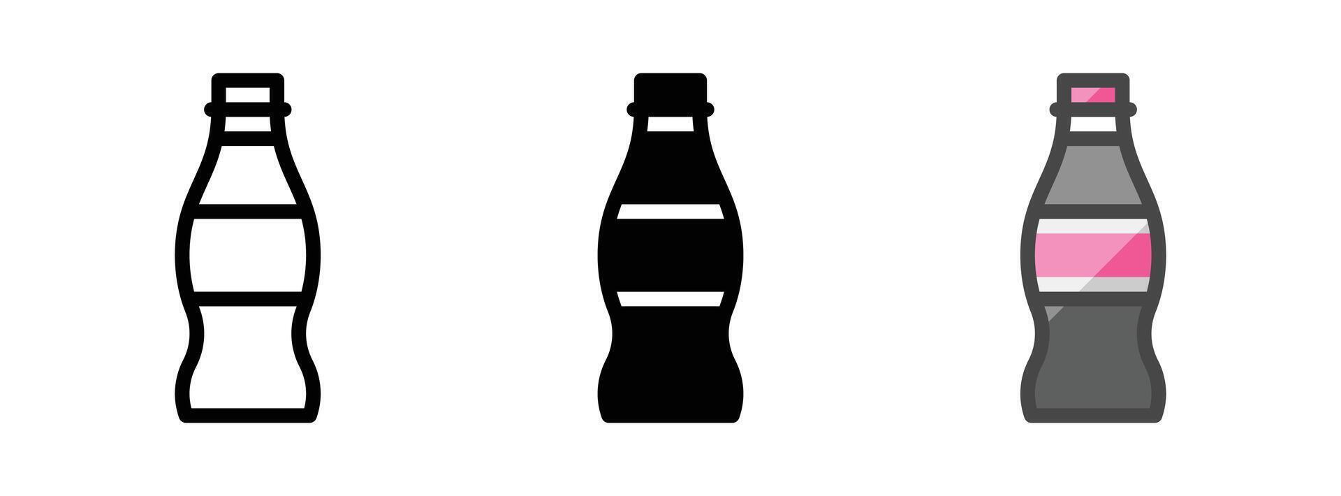 de múltiples fines Coca botella vector icono en describir, glifo, lleno contorno estilo