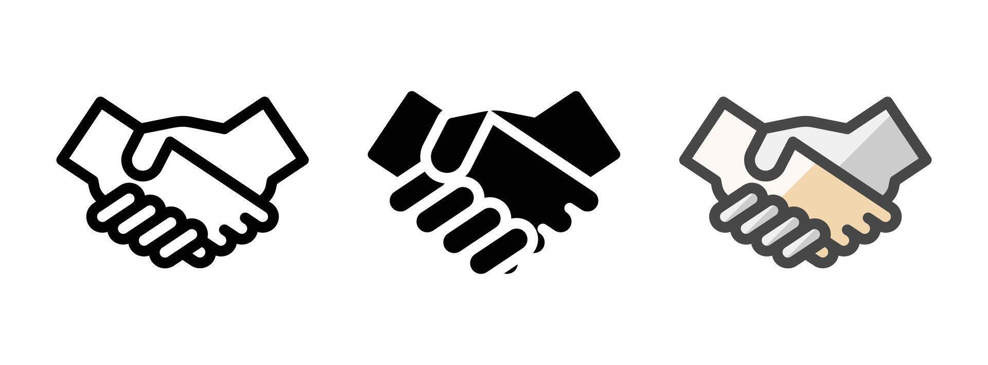 Multipurpose Handshake Vector Icon in Outline, Glyph, Filled Outline Style