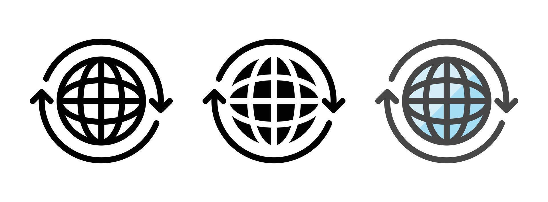 Multipurpose Globe Vector Icon in Outline, Glyph, Filled Outline Style