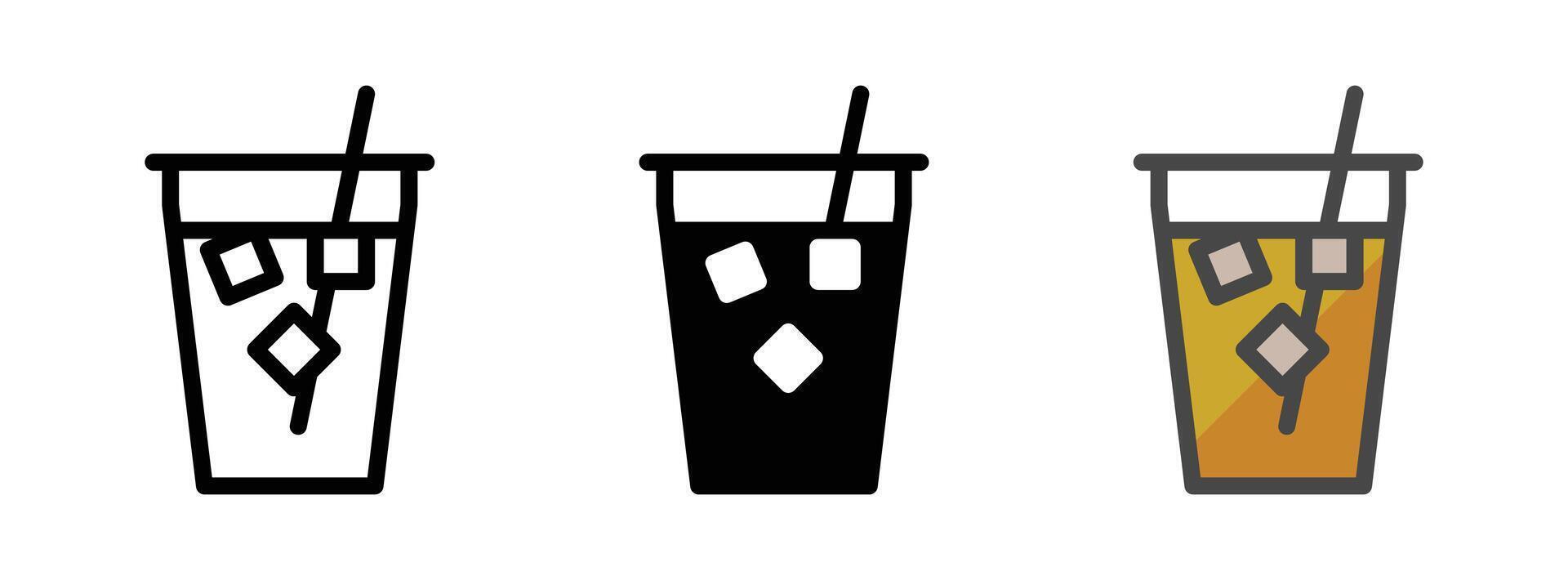 Multipurpose Ice Tea Vector Icon in Outline, Glyph, Filled Outline Style