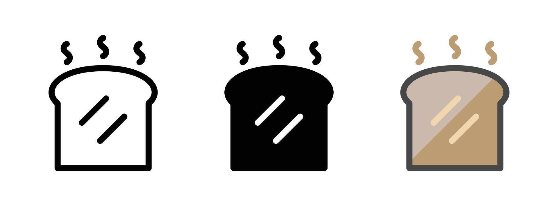 Multipurpose Toasted Bread Vector Icon in Outline, Glyph, Filled Outline Style